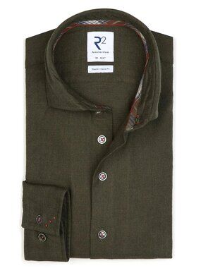 R2 Amsterdam Dark Green Flannel Long Sleeve Button Up Shirt/14652